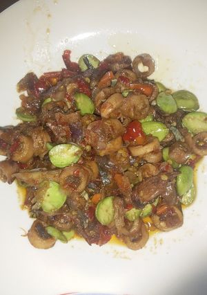 Foto resep Sambal cumi asin pete