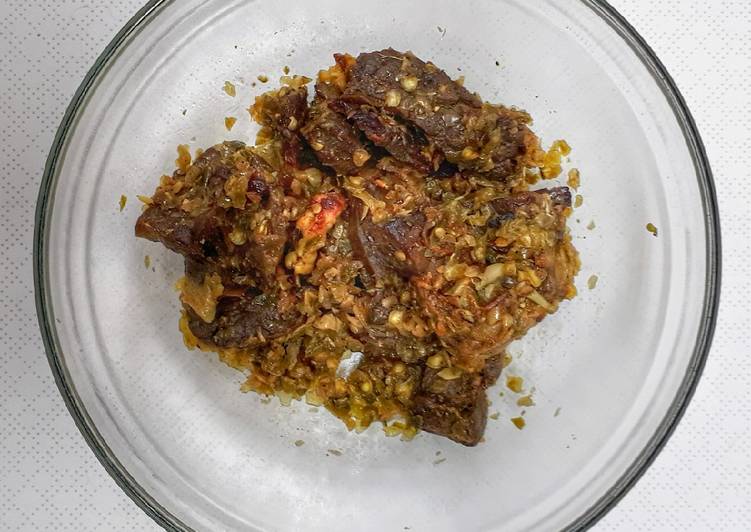 Langkah membuat Paru Sambal Ijo gurih