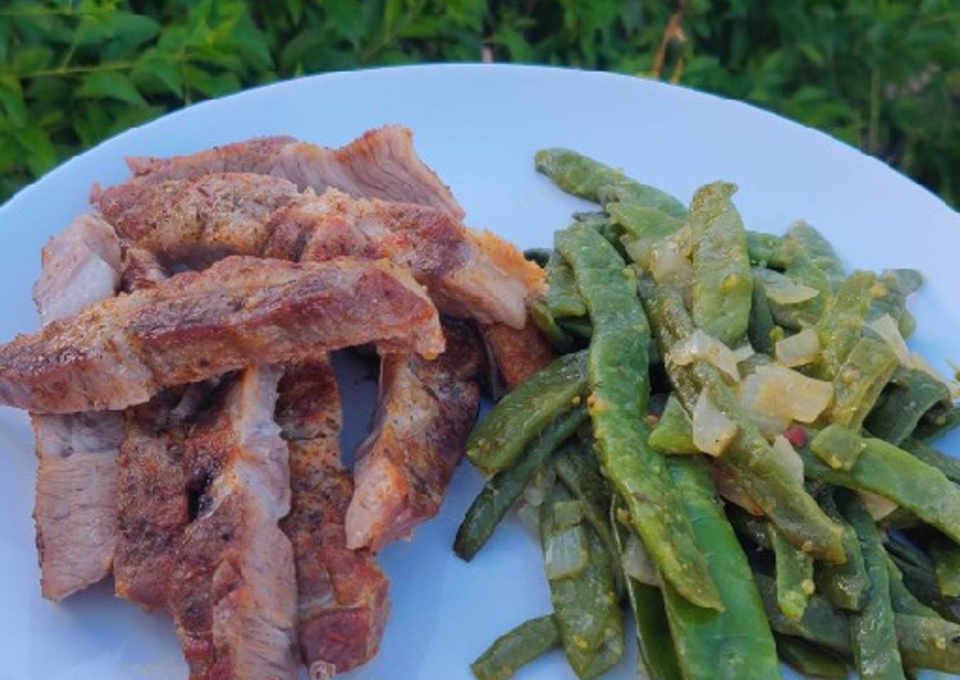 Pork shoulder & green beans