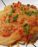 Espaguetis en salsa cremosa de pimentón🍝🌶🍶