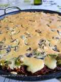 Fideuá de verduras con muselina de menta
