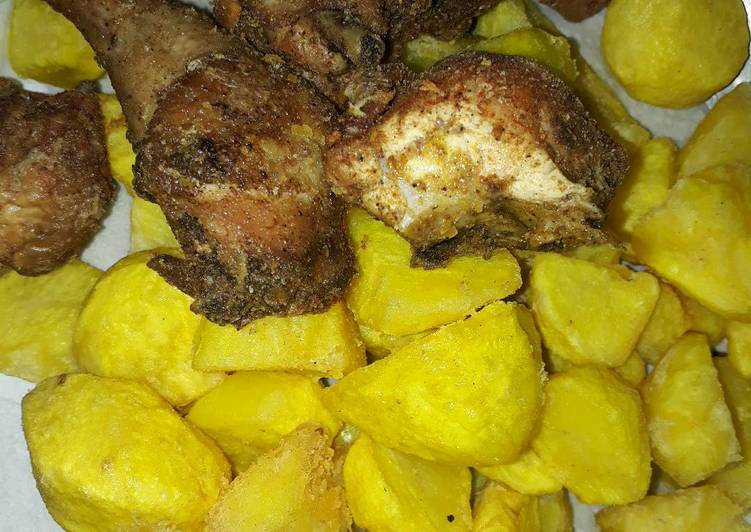 Steps to Prepare Any-night-of-the-week Kuku fry with potatoes