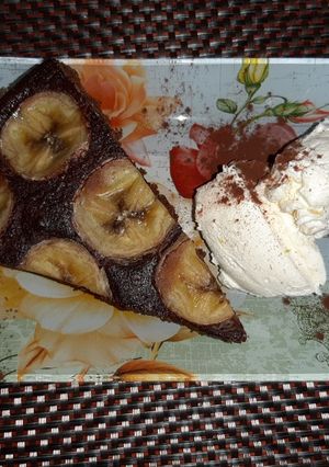 Kakaós-banános süti, citromos mascarponével recept fotója