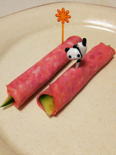 A picture of Super Easy! Cucumber Wrapped in Bologna.