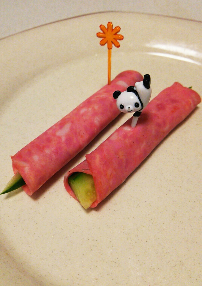 A picture of Super Easy! Cucumber Wrapped in Bologna.
