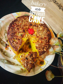 A picture of Bakery style dry fruit cake(without oven).