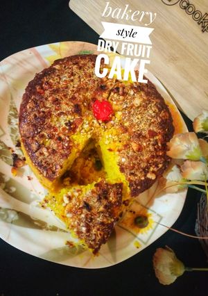 A picture of Bakery style dry fruit cake(without oven).
