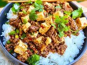 A picture of jasmine rice and beef