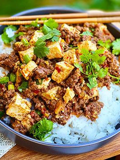 A picture of Mapo Tofu with Wagyu Ground Beef.