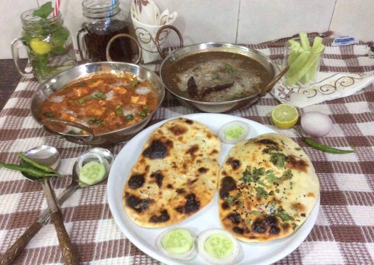 Recipe of Favorite Dal Makhani Restaurant style,Shahi Paneer,butter Naan &amp; garlic Naan