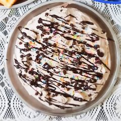 A picture of Homemade vanilla choco cake.