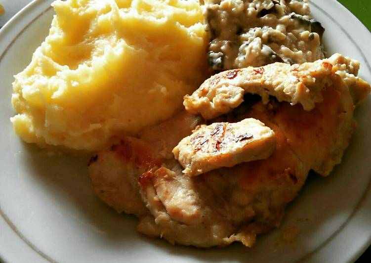 Cara Gampang Membuat Grilled Chicken + Mashed Potato + Mushroom Sauce yang Enak Banget