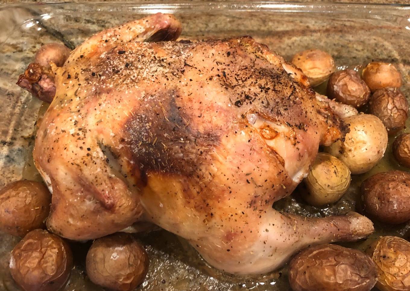 Roasted whole chicken