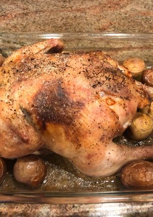 A picture of Roasted whole chicken.