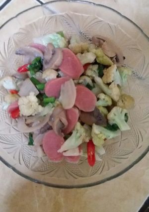 Foto resep Tumis jamur kancing sosis simpel