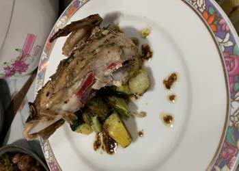 Easiest Way to Make Delicious Green herbed grilled chicken with oven roasted vegetables