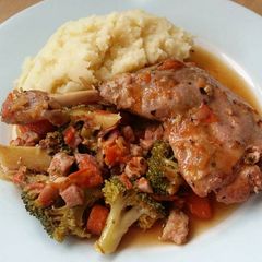 A picture of Vickys Braised Duck Legs with Mixed Vegetables, GF DF EF SF NF.