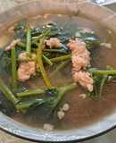 ต้มผักปลังหมูสับ