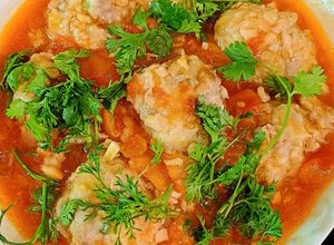 Hình của món Xíu mại sốt cà chua.