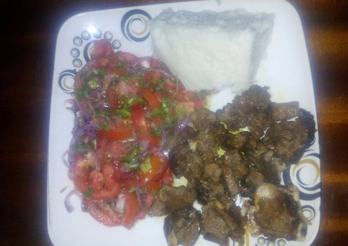 Kachumbari with fried meat
