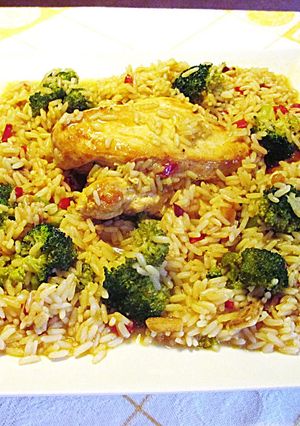 Foto principal de Arroz con pollo y brócoli a la cerveza