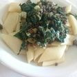 Salsa de carne con espinaca
