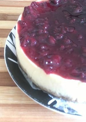 Foto resep Newyork cheesecake with cherry compote