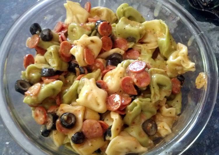 Steps to Cook Speedy mixed cheese tortillini pasta salad