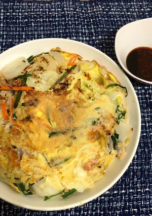 簡易韓式海鮮煎餅 的食譜成品照片