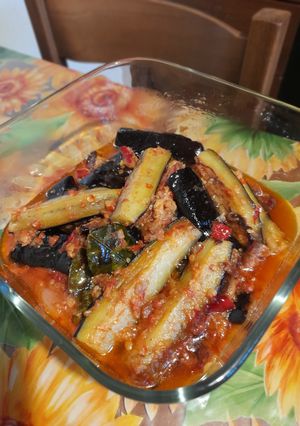 Foto resep Terong+ikan asin balado