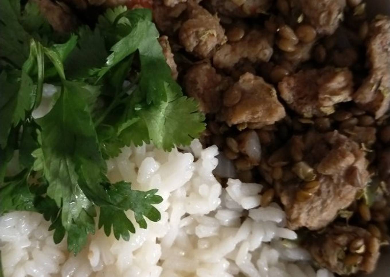 Lentejas con soya y arroz