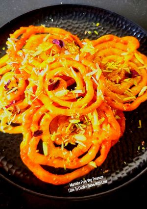A picture of Kesari Shahi Jalebi - Indian Traditional Sweets.