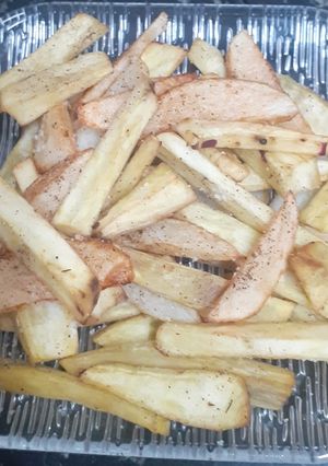 A picture of Fried Sweet Potato & Potato Fries. (Vrat / Fast).