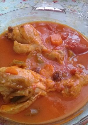 عکسی از دستور خورش آلو با مرغ🍗