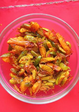A picture of Ivy gourd and Potato Subji.