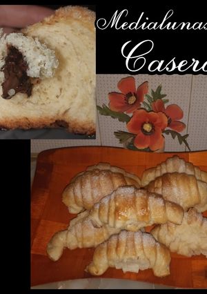 Una foto de Medialunas caseras azucaradas y rellenas de chocolate 🍫👌🏼🥰
