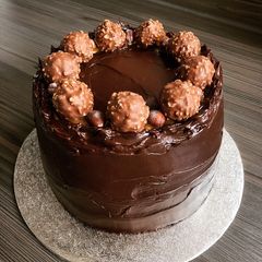 A picture of Caramel & Hazelnut Chocolate Fudge Cake.