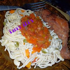 A picture of Spagh macaroni With Tomato Sauce.