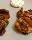 Grilled chicken breasts with barbeque sauce