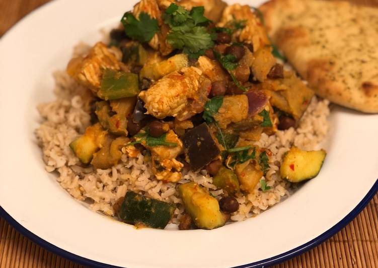 Snowed in chicken and aubergine curry 