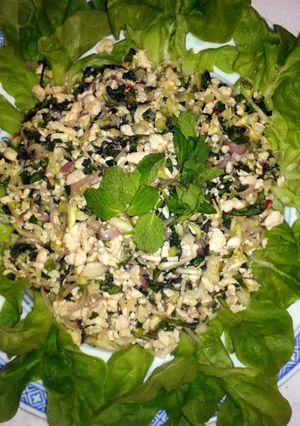 A picture of Chicken Salad with Vegetables (Lab Gai).