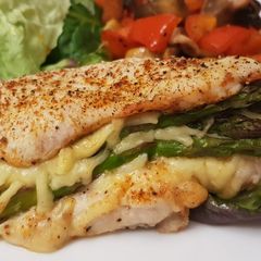 A picture of Asparagus Stuffed Chicken Breast.