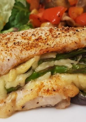 A picture of Asparagus Stuffed Chicken Breast.