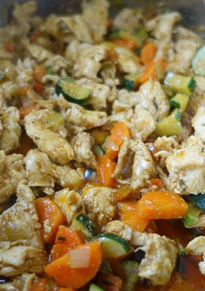 A picture of Vegetable chicken stew.