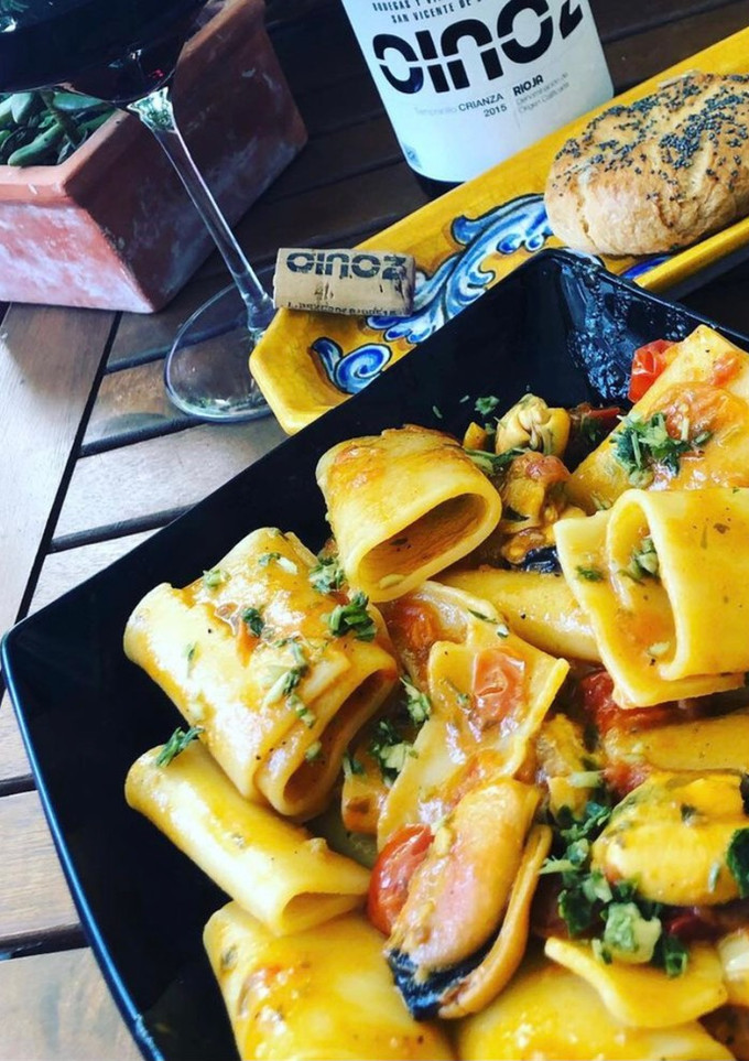 Una foto de Paccheri con le cozze