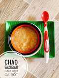 Ăn dặm - Cháo gà phô mai nấm rơm cà rốt