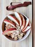 Porridge de avena, manzana, canela y ciruelas pasa 🥣 🍎 gachas veganas