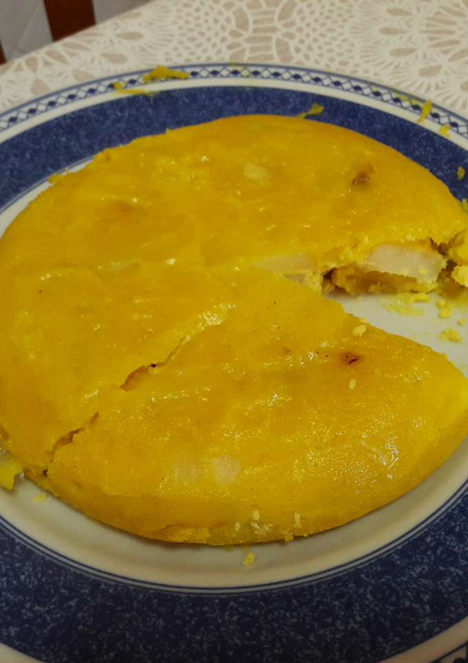 Una foto de 🇪🇸 Tortilla "española" de maíz vegana 🍳