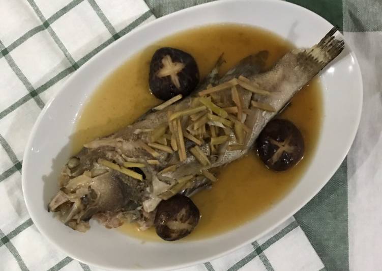 Ginger and soy sauce streamed grouper