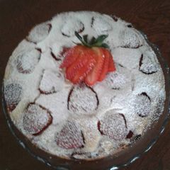 A picture of Easy Strawberry Cake w/Strawberry Sauce.